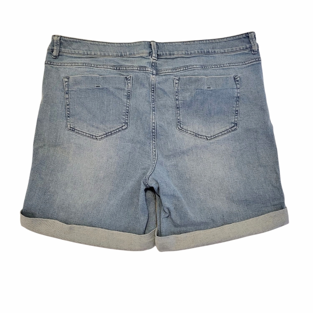 J Jill Denim Stretch Bermuda Cuffed Blue Jean Shorts‎ Womens 14 - Picture 2 of 4